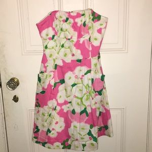 Lilly Pulitzer Pink Floral Strapless Dress 6